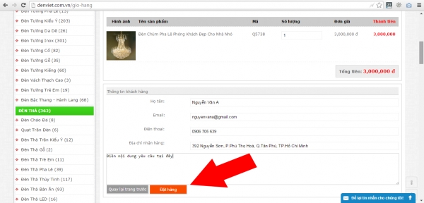 Cách đặt hàng online tại website denviet.com.vn