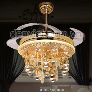 Quạt trần đèn pha lê cao cấp trang trí nội thất BQ6099