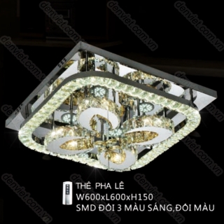 Đèn mâm LED vuông thiết kế hình cánh hoa trang trí phòng khách QML7490