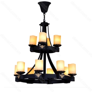 Đèn chùm cổ điển thiết kế hình ngọn nến trang trí phòng khách