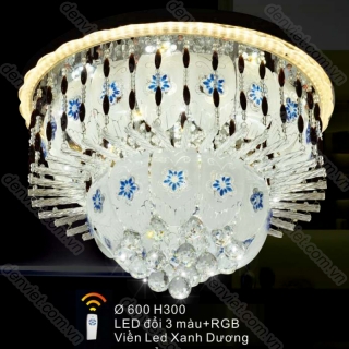 Đèn mâm LED tròn áp trần đổi màu cao cấp trang trí phòng khách