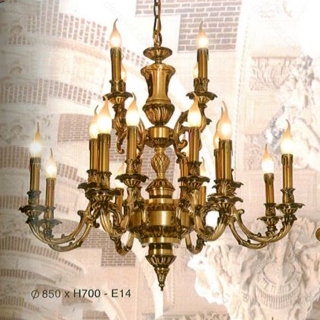 Đèn chùm đồng bóng nến thiết kế cổ điển trang trí phòng khách